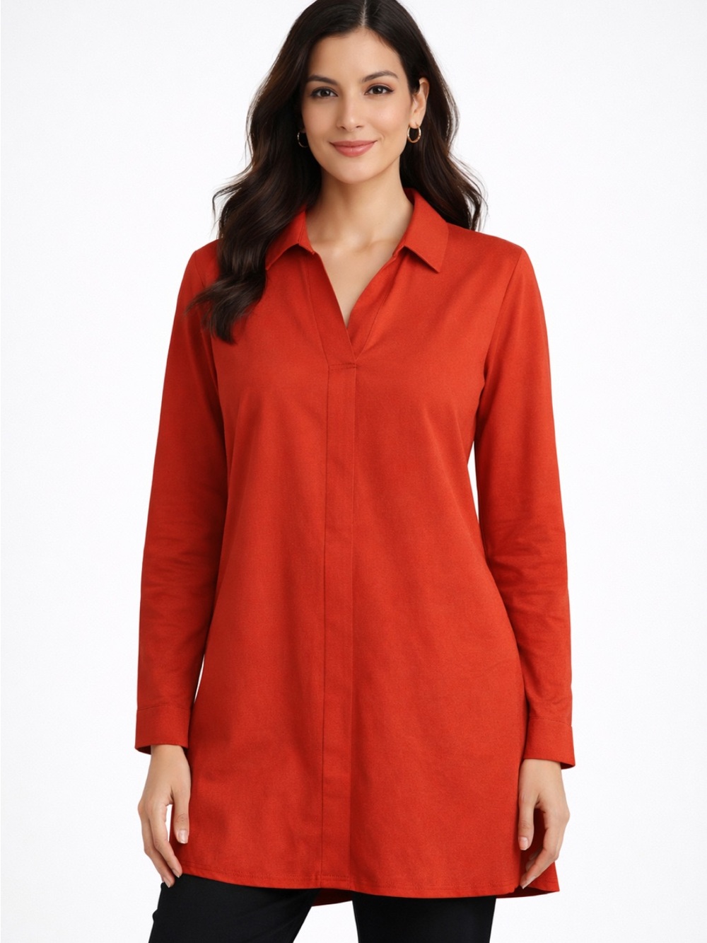Catherine Malandrino Rust Orange Long-Sleeve Tunic Size XS Stock pic)